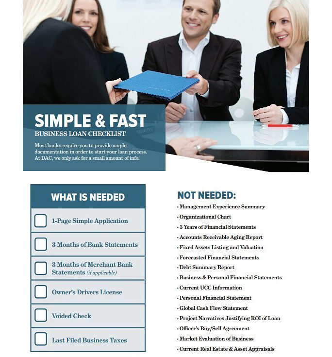 Simple application, no collateral needed, simple business loan documentation